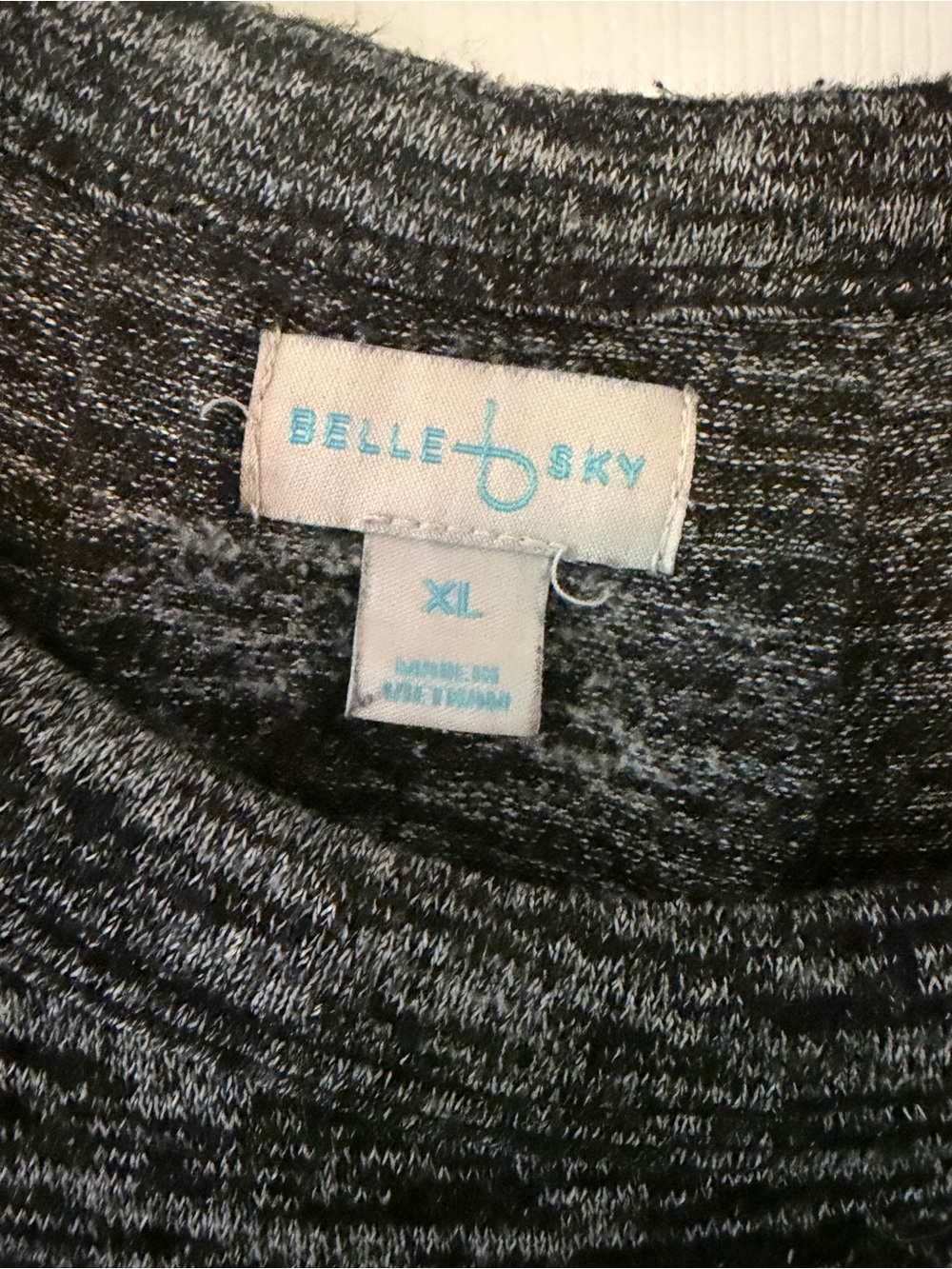belle sky Heathered Black and White Crewneck Sweater